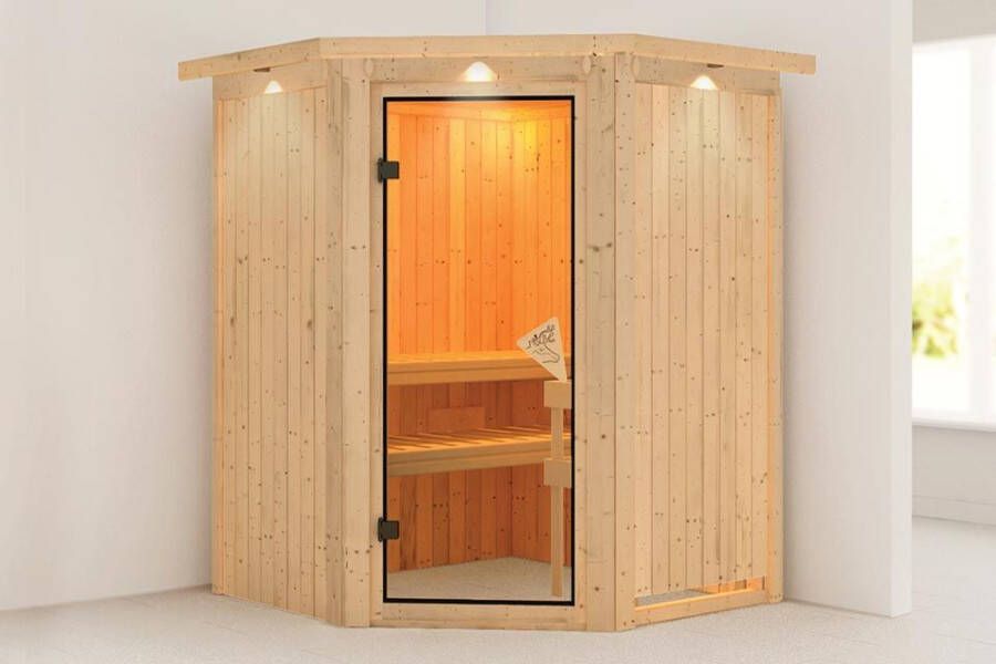 Karibu | Sauna Larin met Dakkraag | Deur Bronze