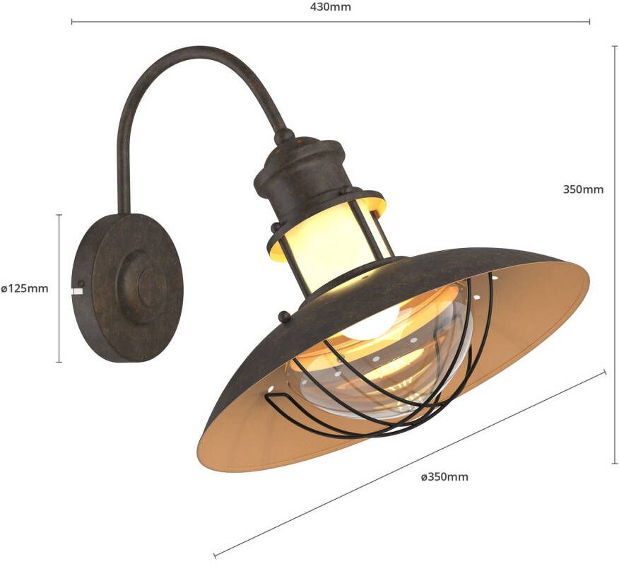 LINDBY Villa wandlamp Louisanne in roestbruin