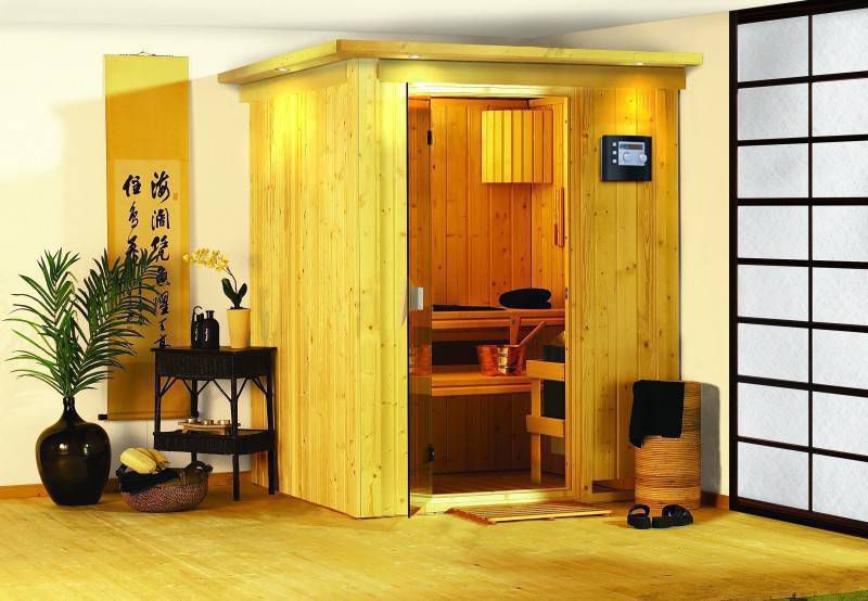 Karibu | Sauna Norin met Dakkraag | Deur Bronze