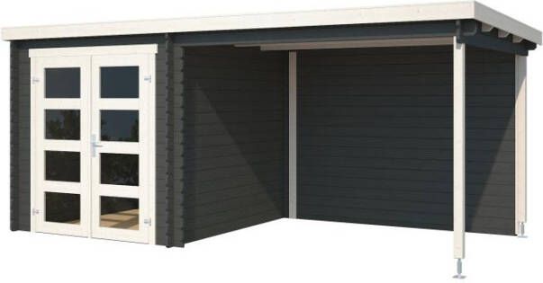 Outdoor Life Products | Tuinhuis met Overkapping Helena 472 x 230 | Gecoat | Carbon Grey Wit