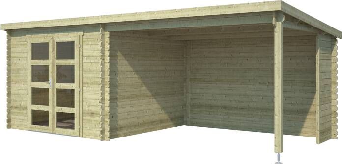 Outdoor Life Products | Tuinhuis met Overkapping Manuel 600 x 275 | Geïmpregneerd | Olijfgroen
