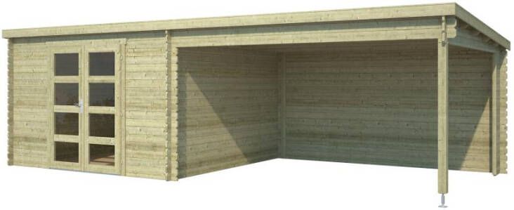 Outdoor Life Products | Tuinhuis met Overkapping Olenka 710 x 330 | Geïmpregneerd | Olijfgroen