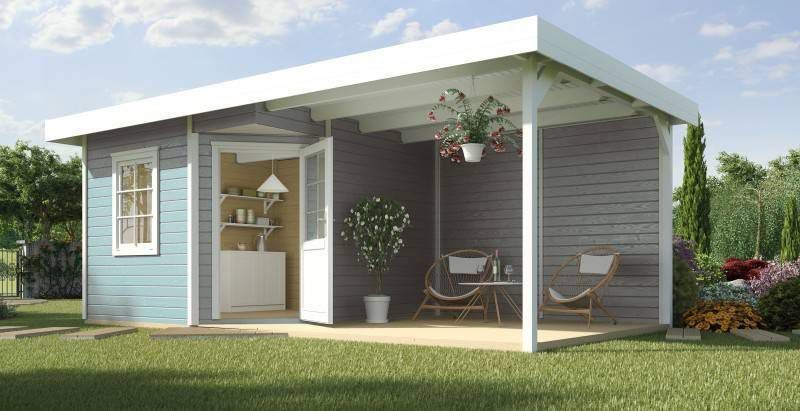 Weka Blokhut | Designhuis 213B Gr.1 | 240 x 541 | | Grijs