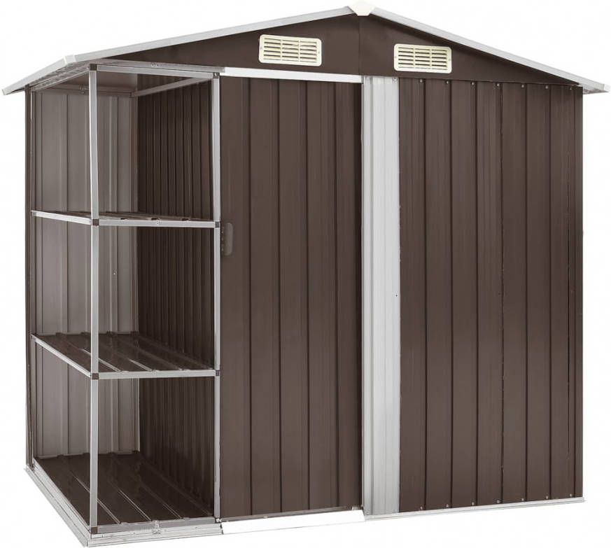 VIDAXL Tuinschuur met rek 205x130x183 cm ijzer bruin